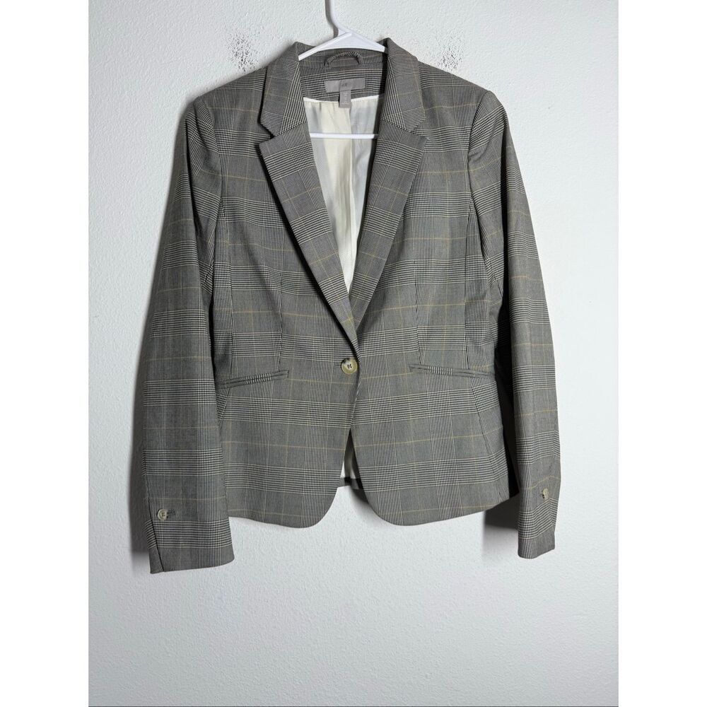H&M Women’s Plaid 1 Button Blazer Lined Carrier Sz 4